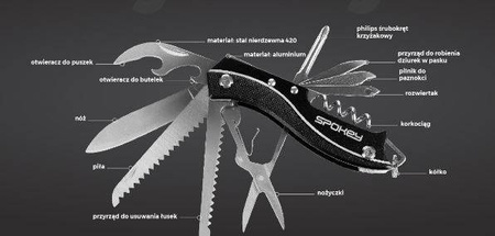 zestaw multitool Spokey BOLD 929233 - scyzoryk, latarka POWYSTAWOWY NIEKOMPLETNY