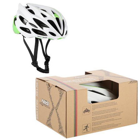 Kask rowerowy na rower hulajnogę rolki deskorolkę NILS EXTREME MTW58 Biało-Zielony Rozm. XL 60-62 cm