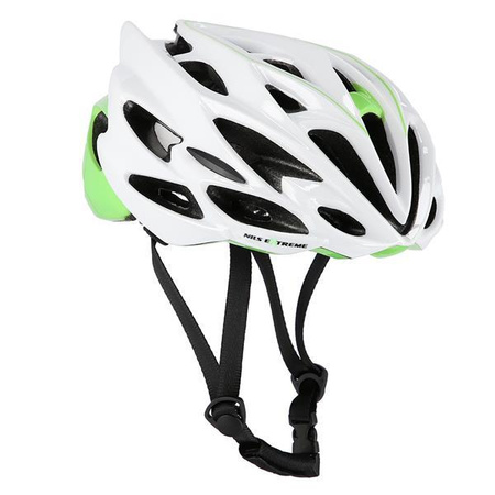 Kask rowerowy na rower hulajnogę rolki deskorolkę NILS EXTREME MTW58 Biało-Zielony Rozm. XL 60-62 cm