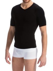 Art.419B Męska koszulka wyszczuplająca i modelująca z krótkim rękawem z chłodzącym włóknem CZARNY S