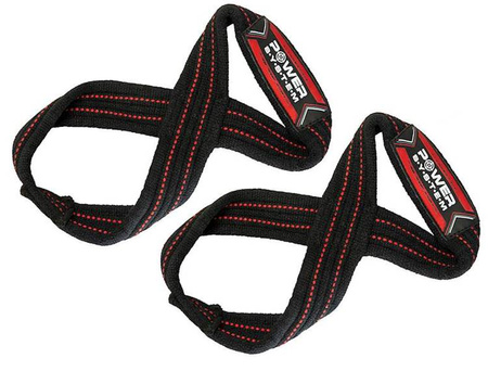 PASKI DO CIĄGÓW FIGURE 8 STRAPS-BLACK/RED S/M POWER-SYSTEM